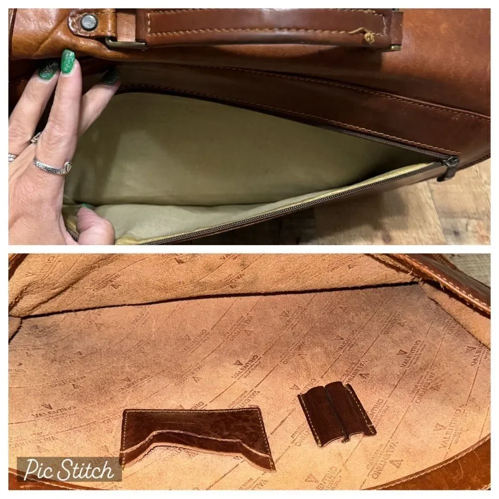 Vintage VALENTINO Leather Briefcase Document Bag With Working Key COA